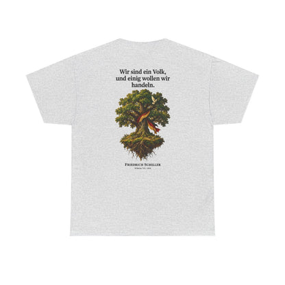 Unisex T-Shirt mit Zitat - Schiller - Wir sind ein Volk (Druck hinten) – back