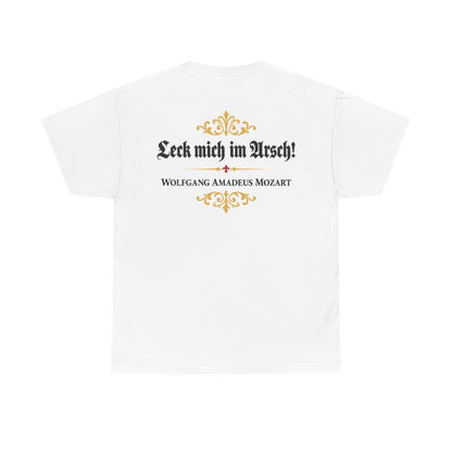 Unisex T-Shirt mit Zitat - Mozart - Leck mich im Arsch (Druck hinten) – back
