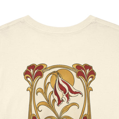 Unisex T-Shirt mit Zitat - Goethe - Über allen Gipfeln Jugendstil (Druck hinten) – back-collar-closeup