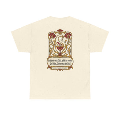 Unisex T-Shirt mit Zitat - Goethe - Und doch, welch Glück, geliebt zu werden (Druck hinten) – back