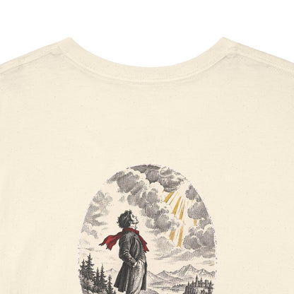 Unisex T-Shirt mit Zitat - Schopenhauer - In den Wolken suchen (Druck hinten) – back-collar-closeup