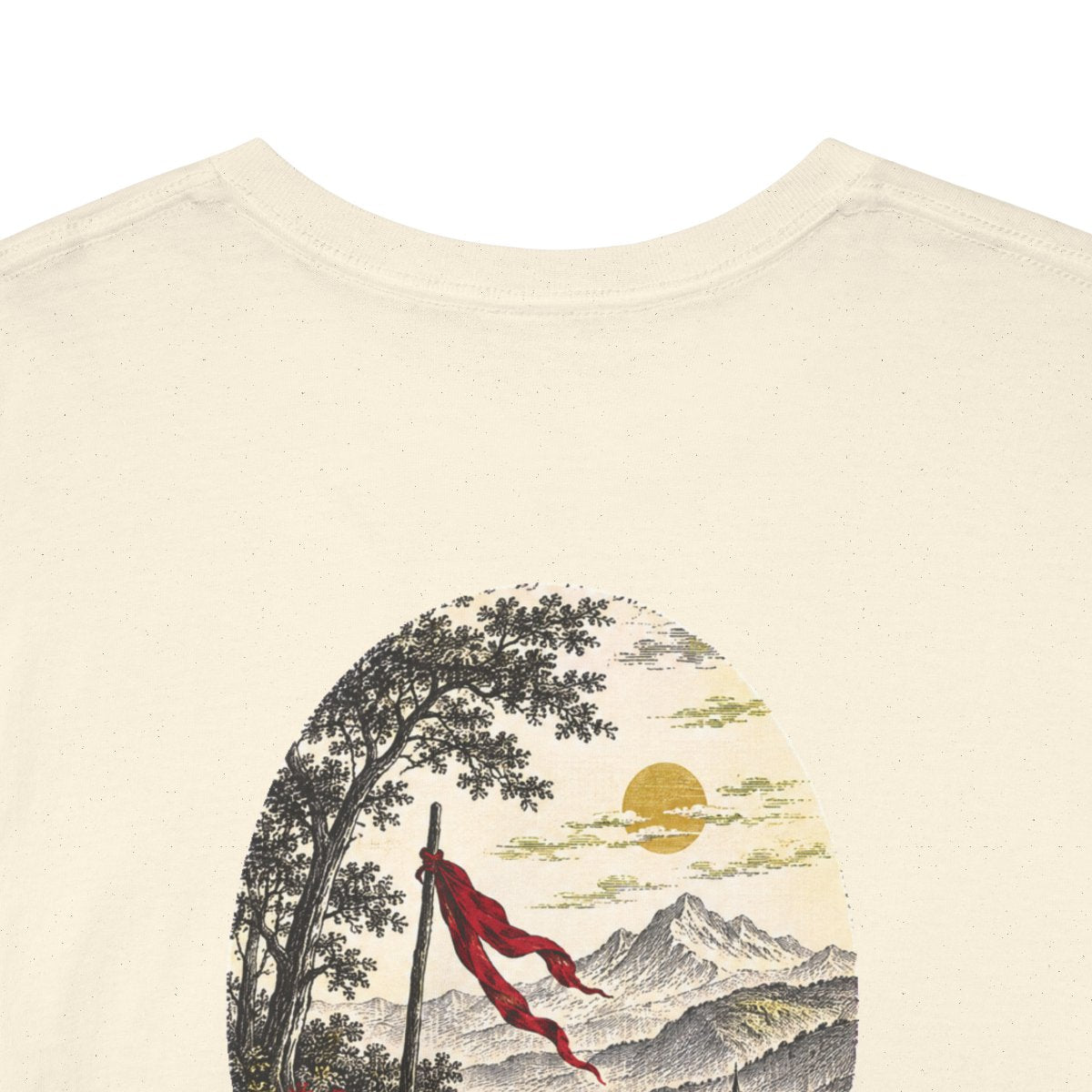 Unisex T-Shirt mit Zitat - Schiller - Wir sind ein Volk Nachtstück (Druck hinten) – back-collar-closeup
