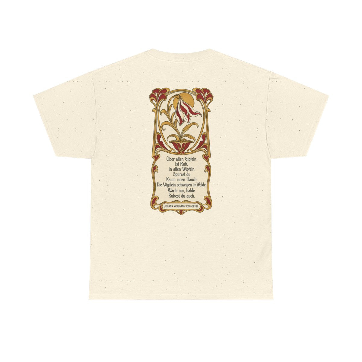Unisex T-Shirt mit Zitat - Goethe - Über allen Gipfeln Jugendstil (Druck hinten) – back