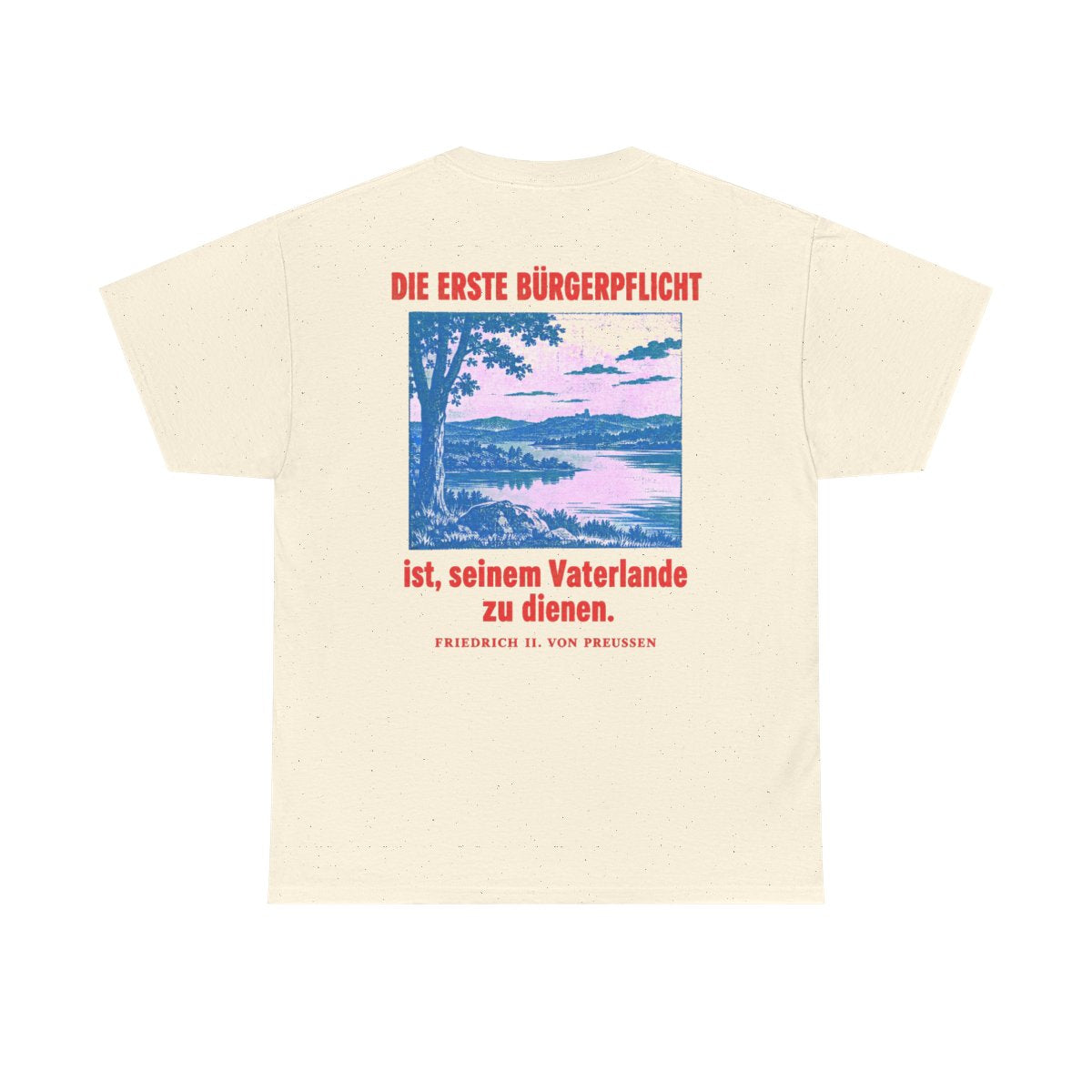 Unisex T-Shirt mit Zitat - Preußen - Die erste Bürgerpflicht (Druck hinten) – back