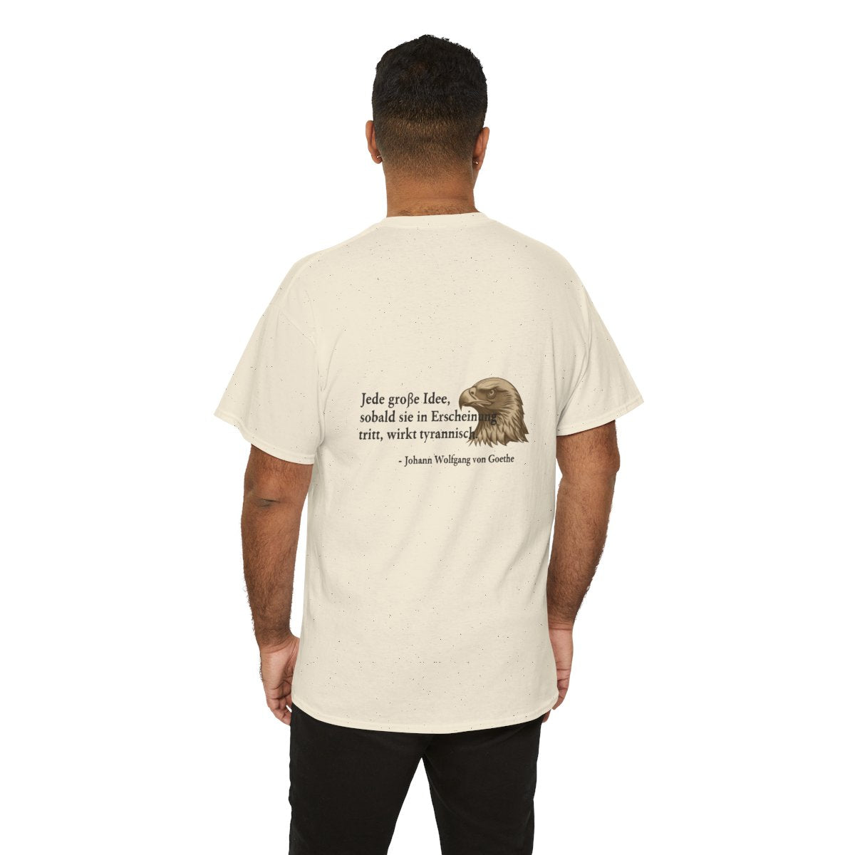 Unisex T-Shirt mit Zitat - Goethe - Große Idee (Druck hinten) – person-6-back