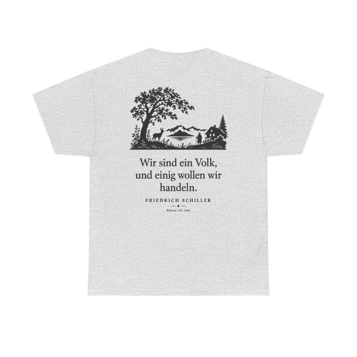 Unisex T-Shirt mit Zitat - Schiller - Wir sind ein Volk Scherenschnitt (Druck hinten) – back