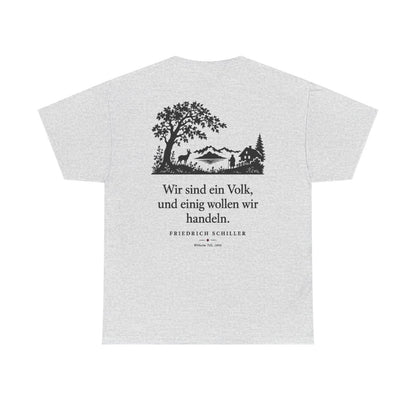 Unisex T-Shirt mit Zitat - Schiller - Wir sind ein Volk Scherenschnitt (Druck hinten) – back