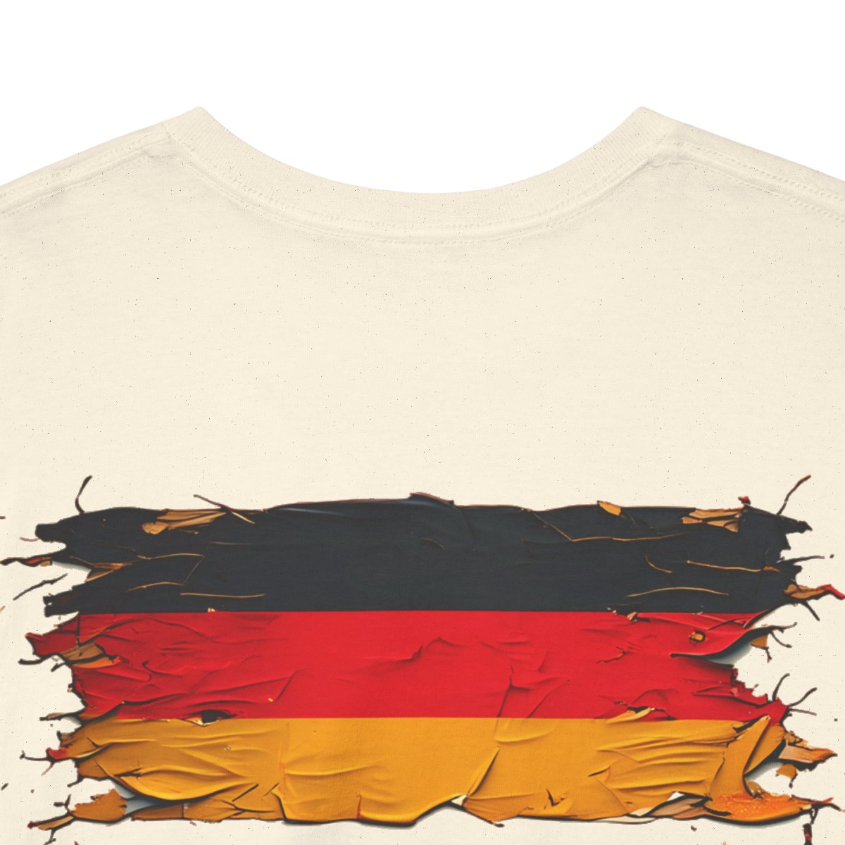 Unisex T-Shirt mit Zitat - Heine - Nachtgedanken Flagge (Druck hinten) – back-collar-closeup