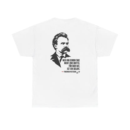 Unisex T-Shirt mit Zitat - Nietzsche - Zwei Drittel für sich (Druck hinten) – back