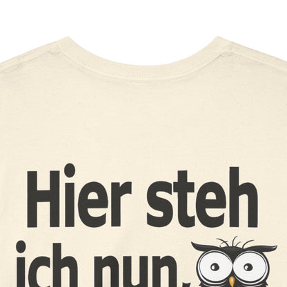 Unisex T-Shirt mit Zitat - Goethe - Ich armer Tor (Druck hinten) – back-collar-closeup