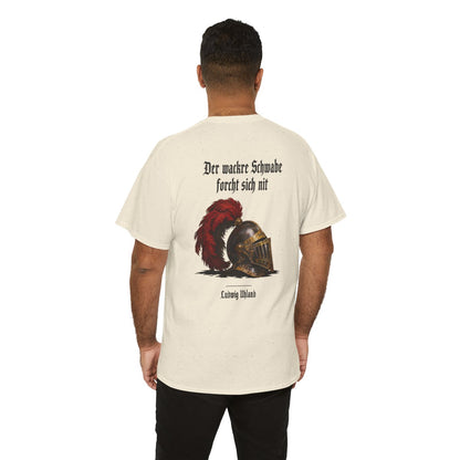 Unisex T-Shirt mit Zitat - Uhland - Der wackre Schwabe (Druck hinten) – person-6-back