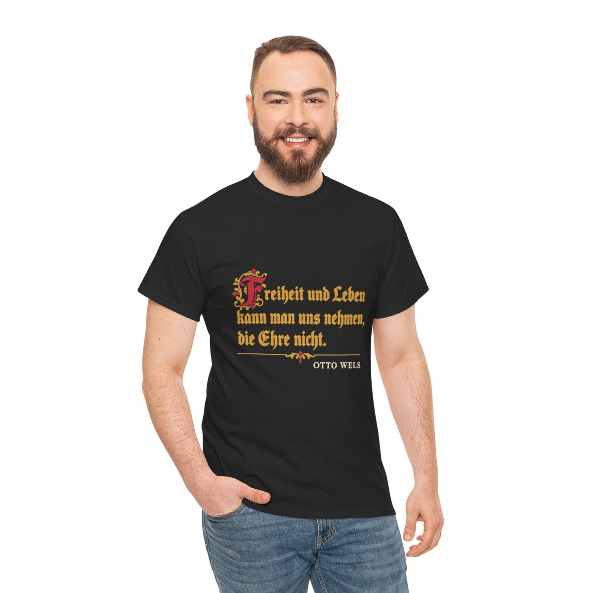 Unisex T-Shirt mit Zitat - Wels - Die Ehre nicht – person-3
