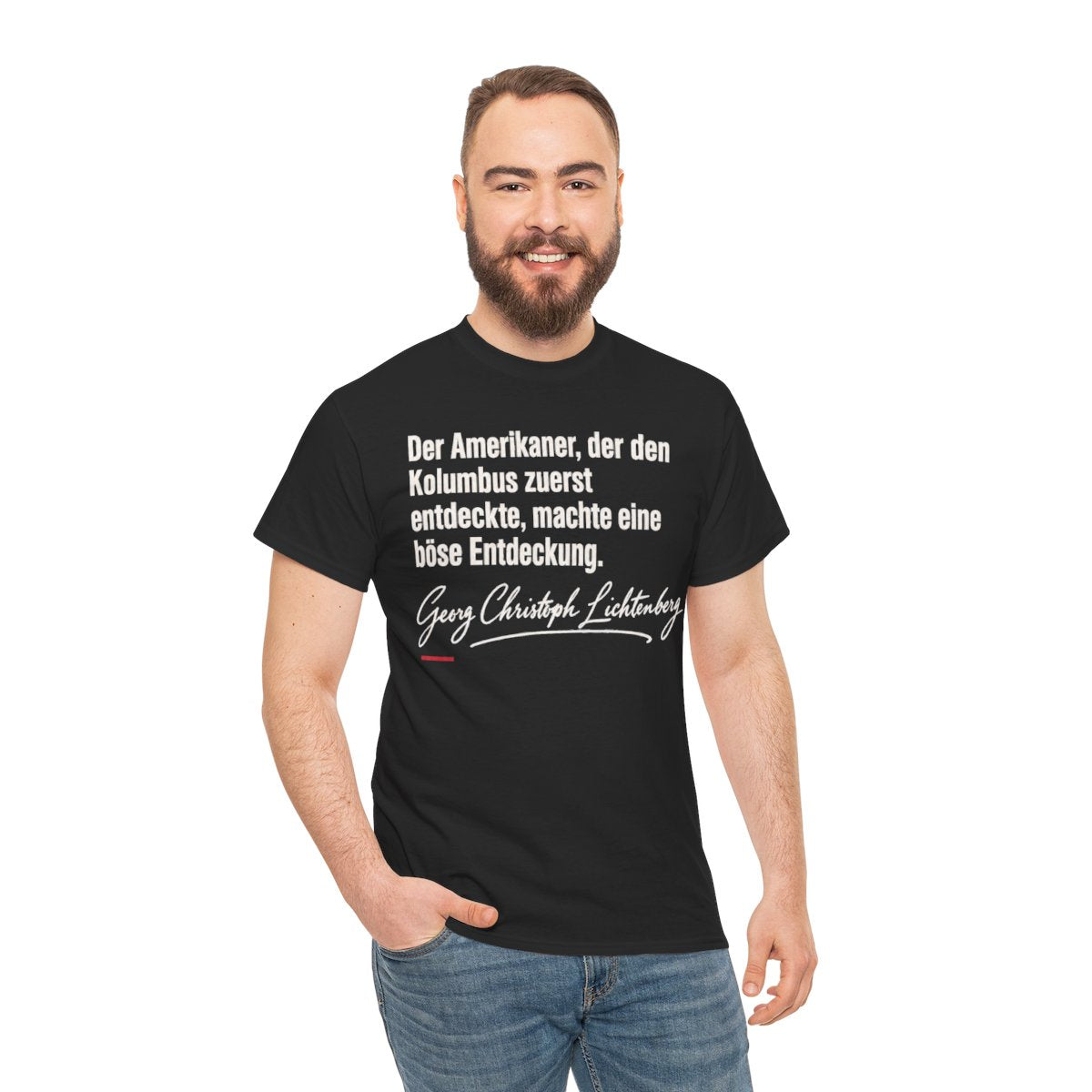 Unisex T-Shirt mit Zitat - Lichtenberg - Der Amerikaner Signatur – person-3