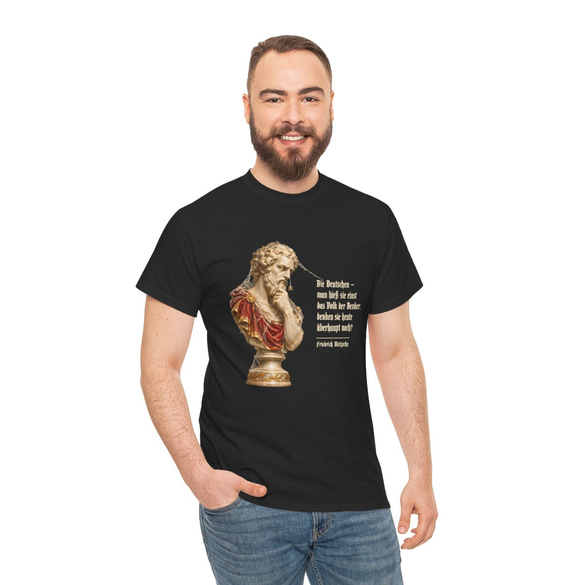 Unisex T-Shirt mit Zitat - Nietzsche - Volk der Denker – person-3