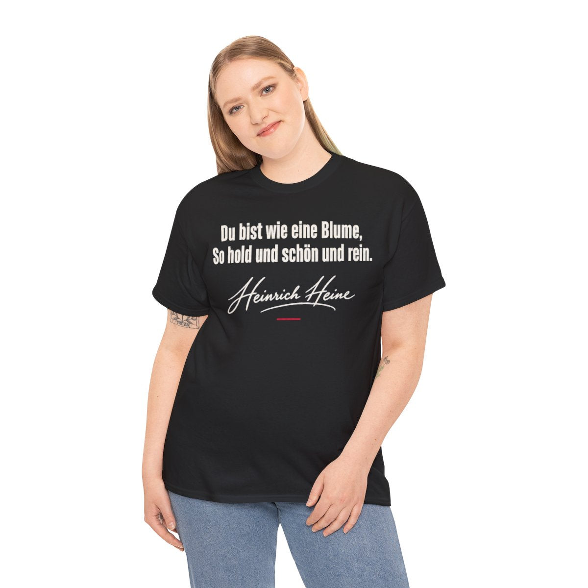Unisex T-Shirt mit Zitat - Heine - Du bist wie eine Blume Signatur – person-2