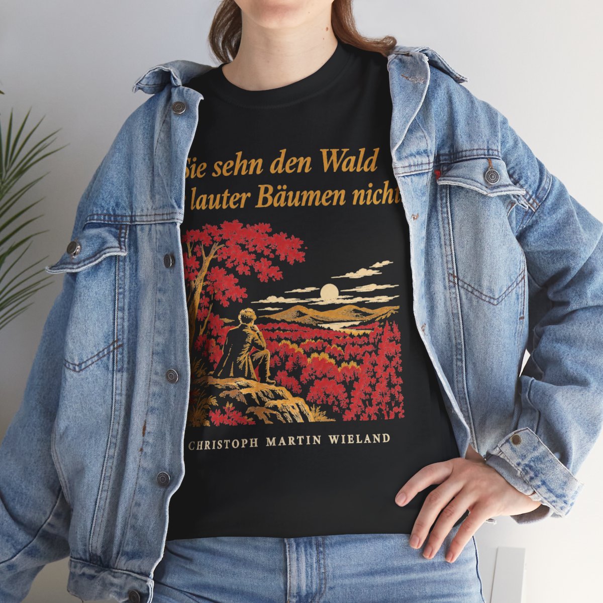 Unisex T-Shirt mit Zitat - Wieland - Sie sehn den Wald vor Nachtstück – lifestyle