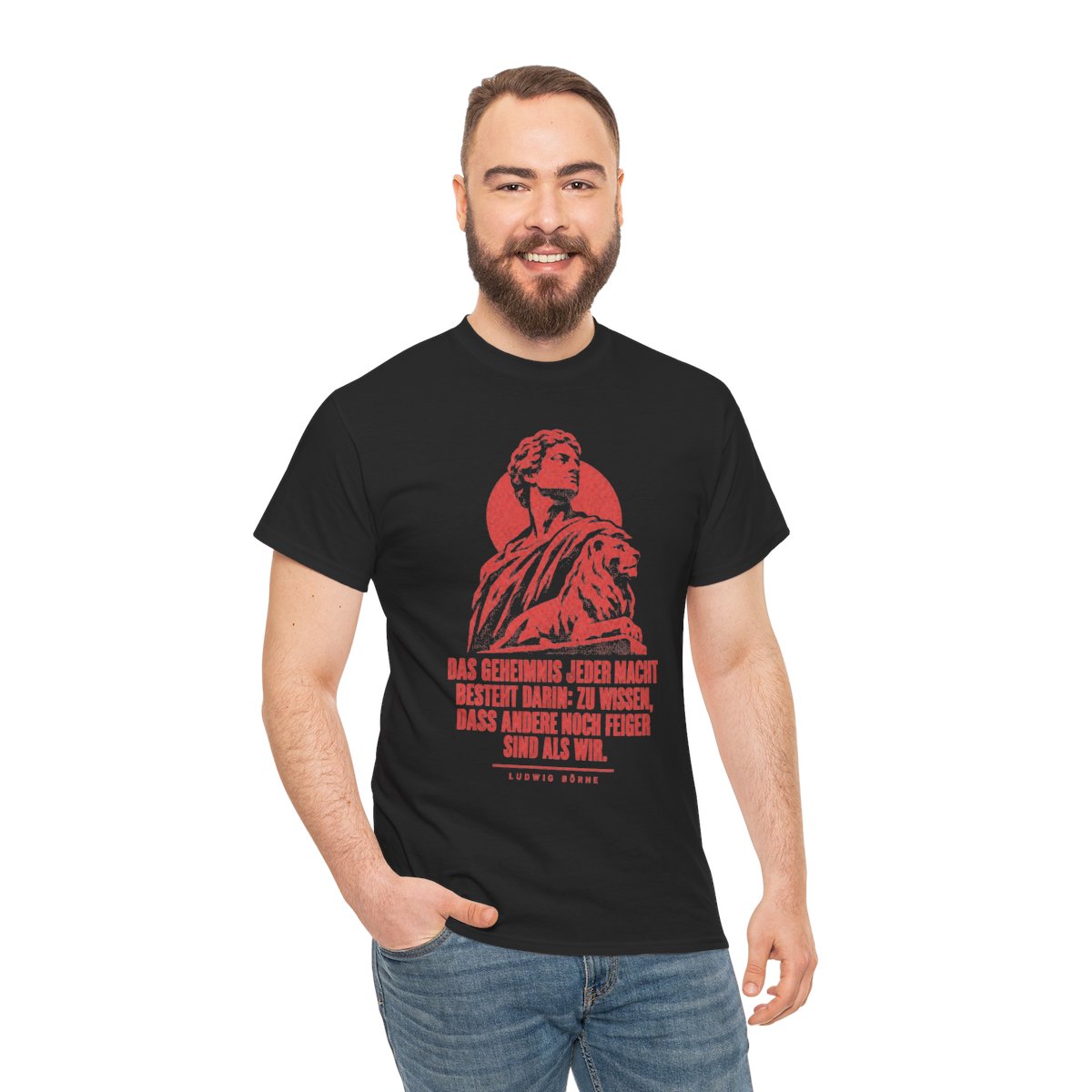 Unisex T-Shirt mit Zitat - Börne - Das Geheimnis jeder Macht besteht Vintage – person-3