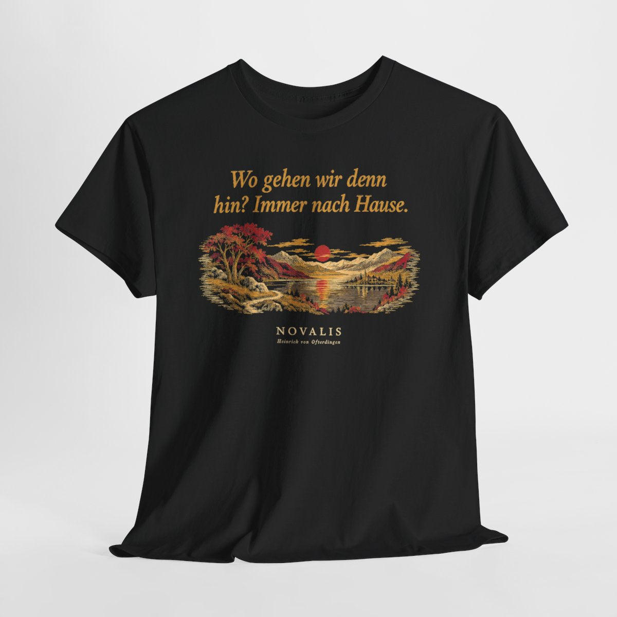 Unisex T-Shirt mit Zitat - Novalis - Wo gehen wir denn hin Nachtstück – hanging-1