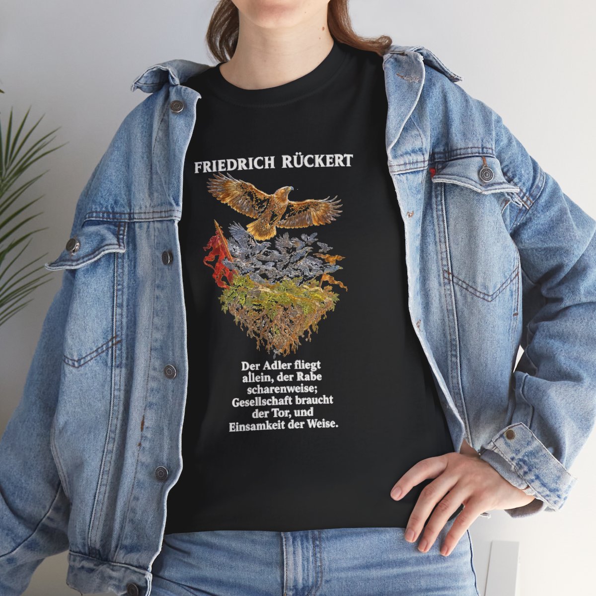 Unisex T-Shirt mit Zitat - Rückert - Der Adler fliegt allein – lifestyle
