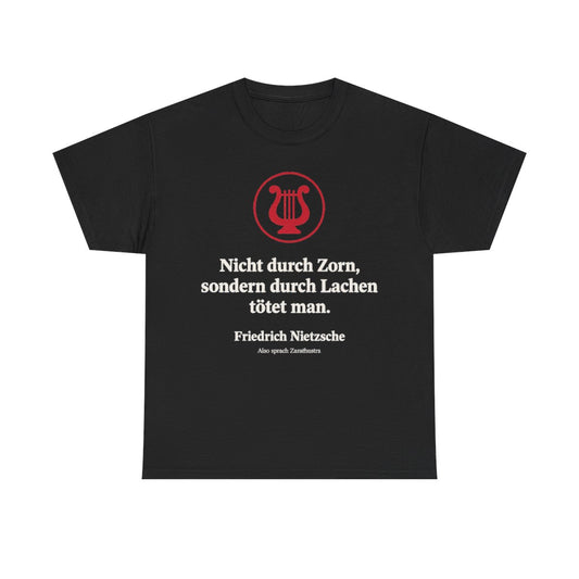 Unisex T-Shirt mit Zitat - Nietzsche - Nicht durch Zorn Symbol – front