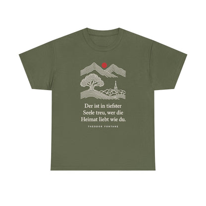 Unisex T-Shirt mit Zitat - Fontane - Wer die Heimat liebt – front