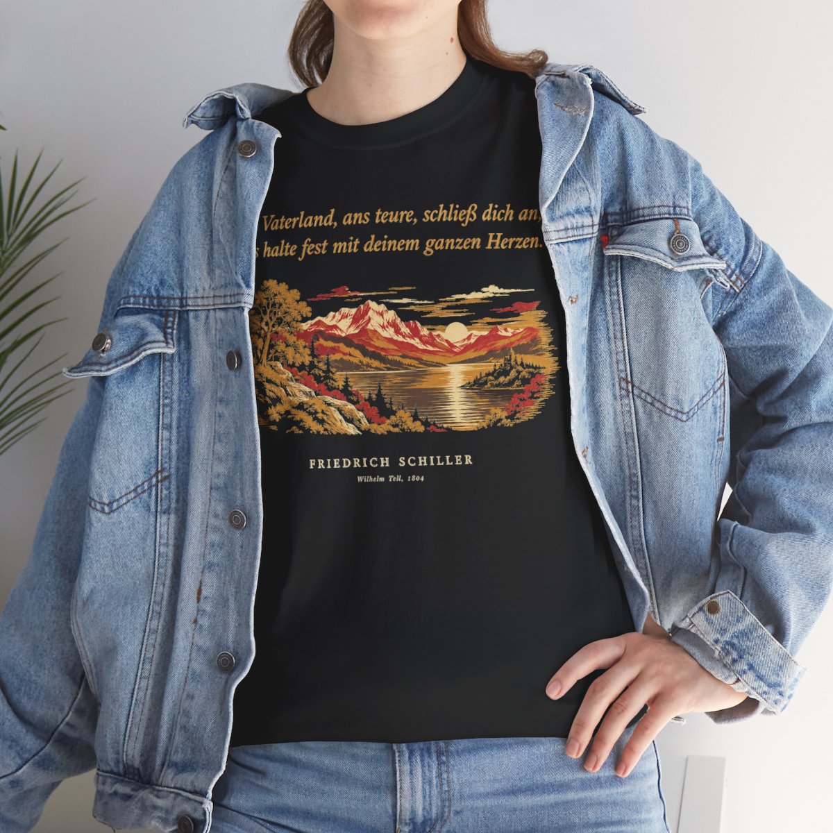 Unisex T-Shirt mit Zitat - Schiller - Ans Vaterland, ans teure, schließ dich an Nachtstück – lifestyle
