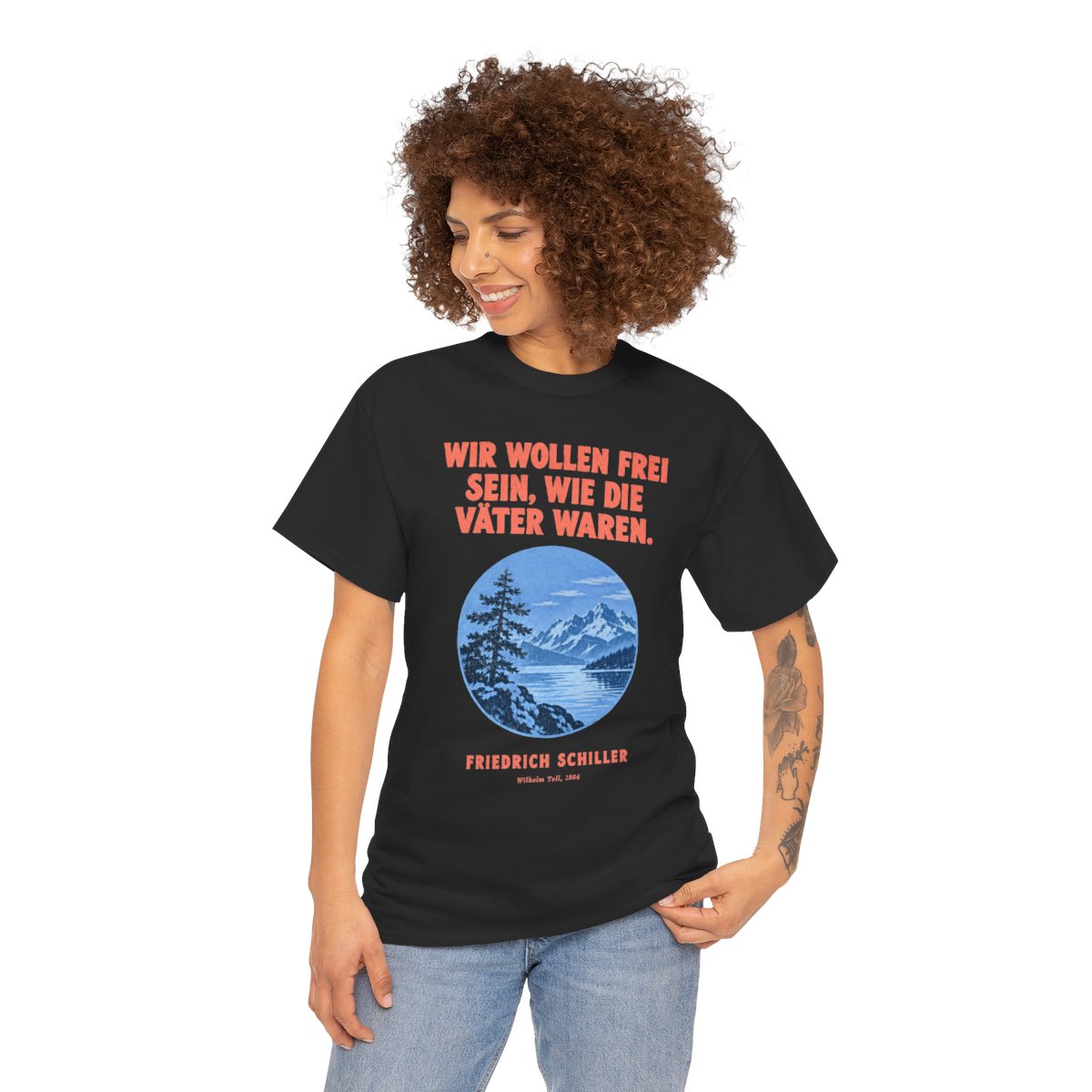 Unisex T-Shirt mit Zitat - Schiller - Wir wollen frei sein – person-1