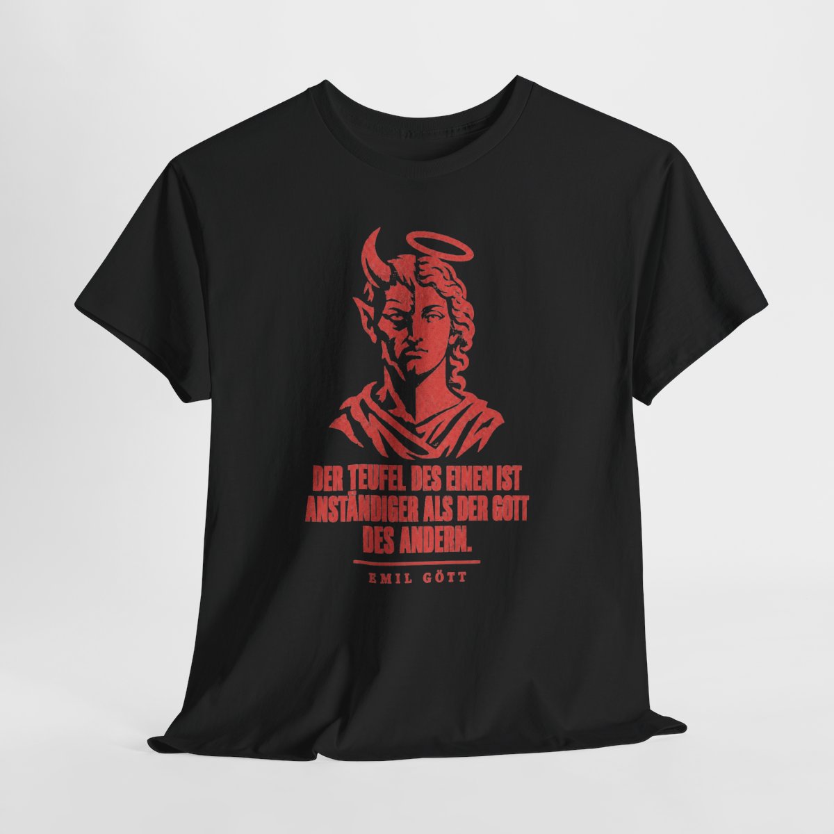 Unisex T-Shirt mit Zitat - Gött - Der Teufel – hanging-1