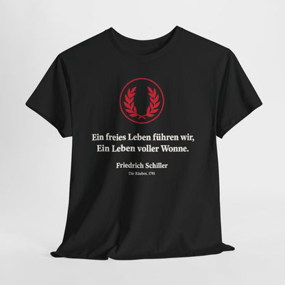 Unisex T-Shirt mit Zitat - Schiller - Ein freies Leben führen wir – hanging-1