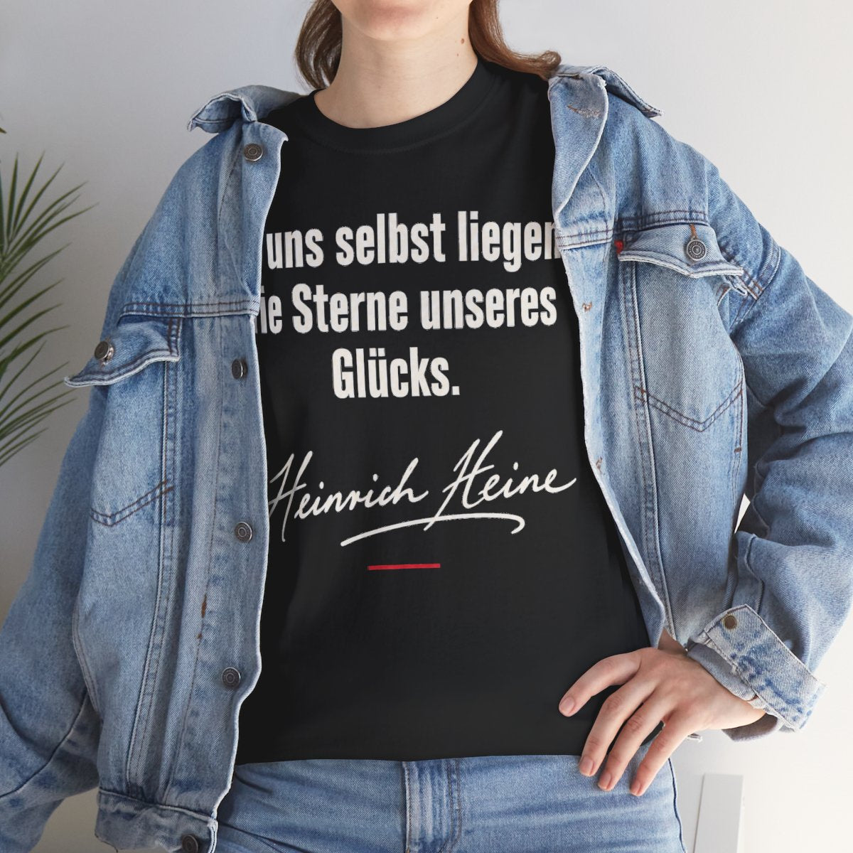 Unisex T-Shirt mit Zitat - Heine - In uns selbst liegen Signatur – lifestyle