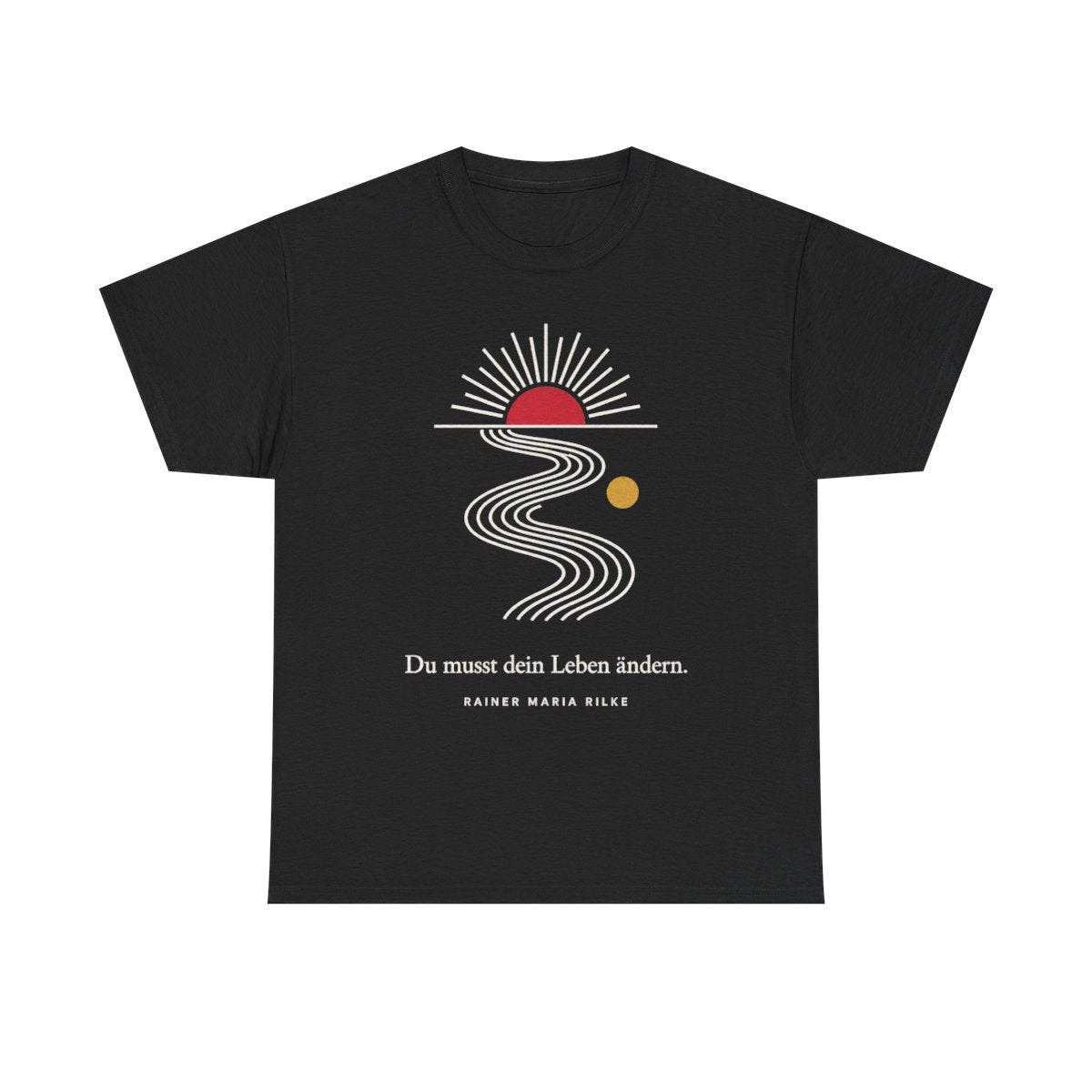 Unisex T-Shirt mit Zitat - Rilke - Du musst dein Leben ändern Linien – front