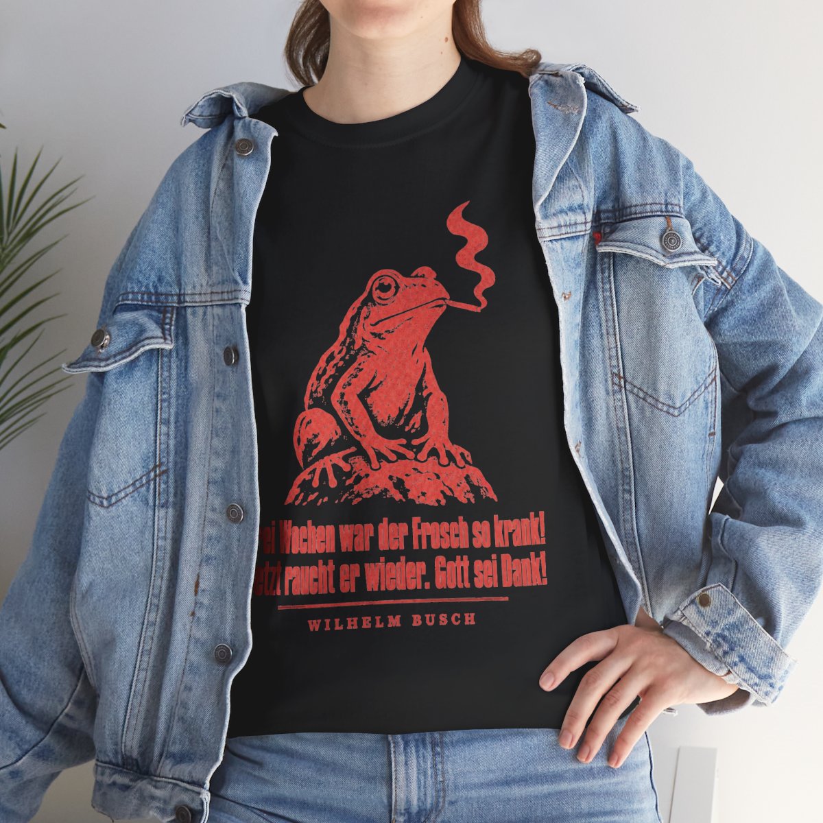 Unisex T-Shirt mit Zitat - Busch - Drei Wochen war der Frosch so krank Vintage – lifestyle