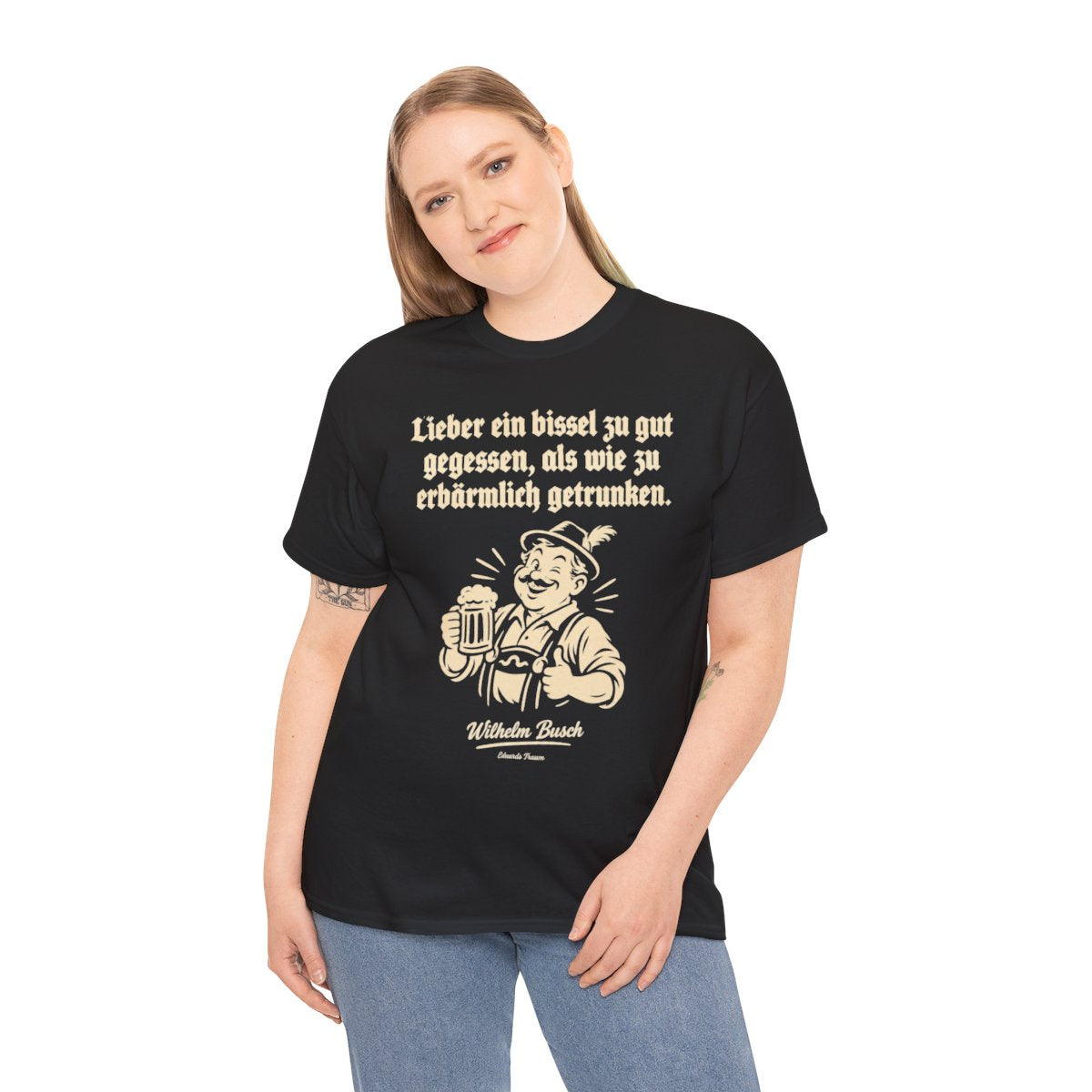 Unisex T-Shirt mit Zitat - Busch - Lieber ein bissel zu gut – person-2