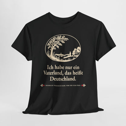 Unisex T-Shirt mit Zitat - Stein - Ich habe nur ein Vaterland Scherenschnitt – hanging-1