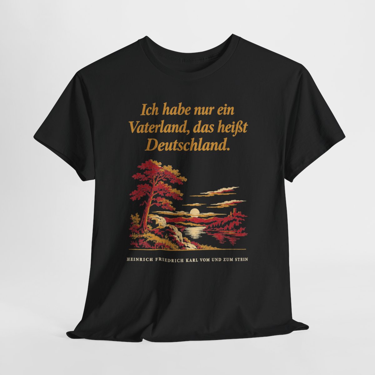 Unisex T-Shirt mit Zitat - Stein - Ich habe nur ein Vaterland Nachtstück – hanging-1