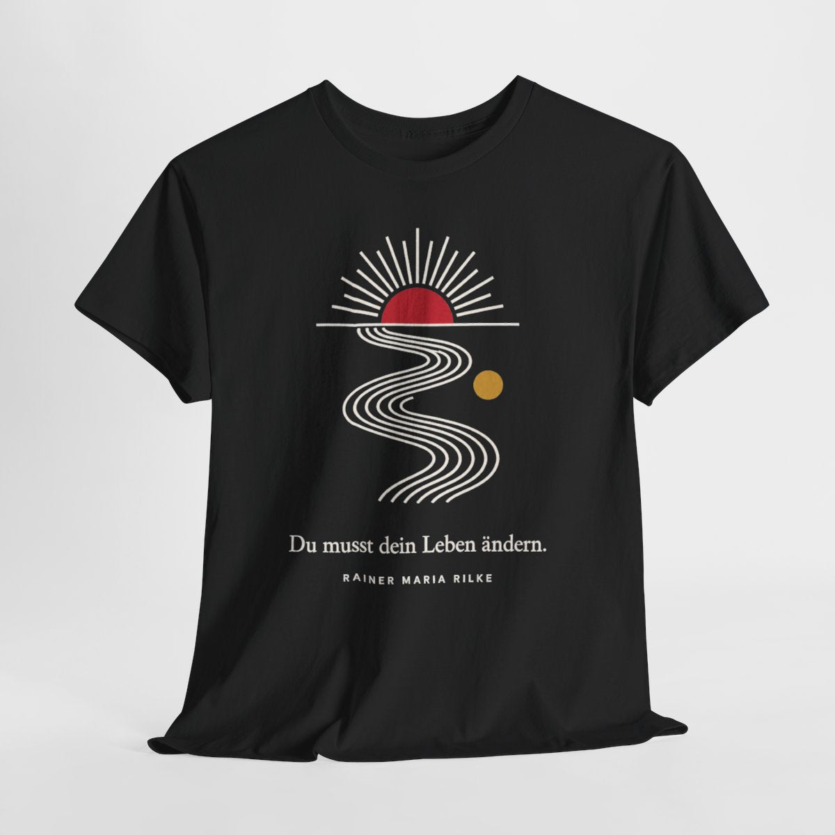 Unisex T-Shirt mit Zitat - Rilke - Du musst dein Leben ändern Linien – hanging-1