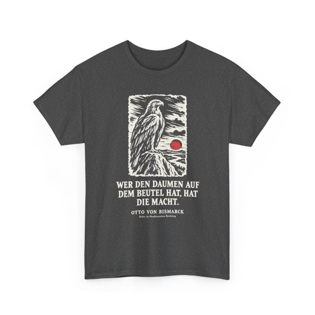 Unisex T-Shirt mit Zitat - Bismarck - Wer den Daumen Holzschnitt – front-2
