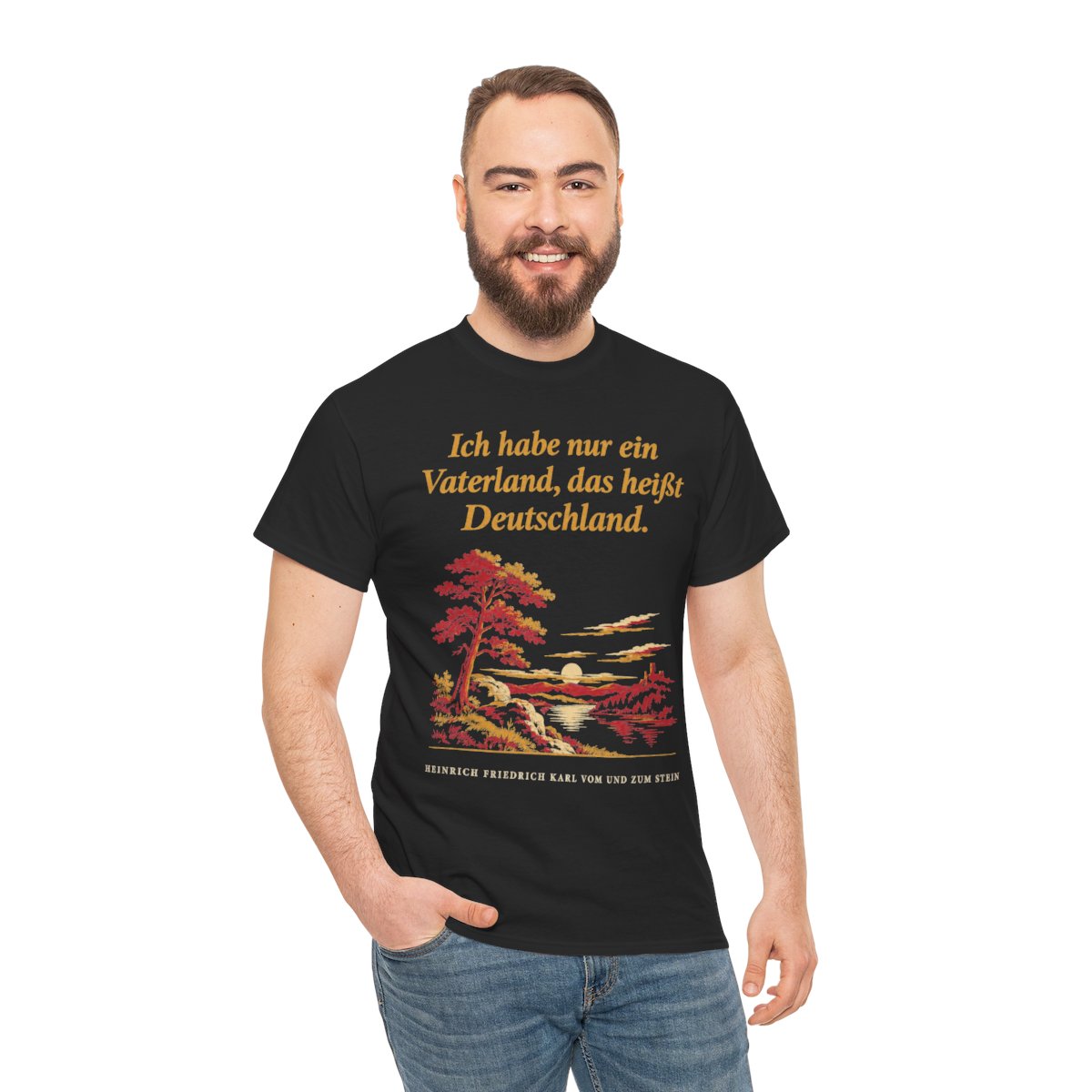 Unisex T-Shirt mit Zitat - Stein - Ich habe nur ein Vaterland Nachtstück – person-3