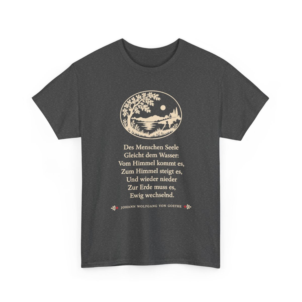 Unisex T-Shirt mit Zitat - Goethe - Des Menschen Seele Scherenschnitt – front-2