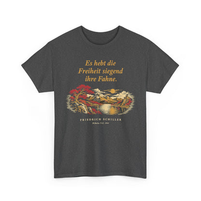 Unisex T-Shirt mit Zitat - Schiller - Es hebt die Freiheit siegend ihre Fahne Nachtstück – front-2
