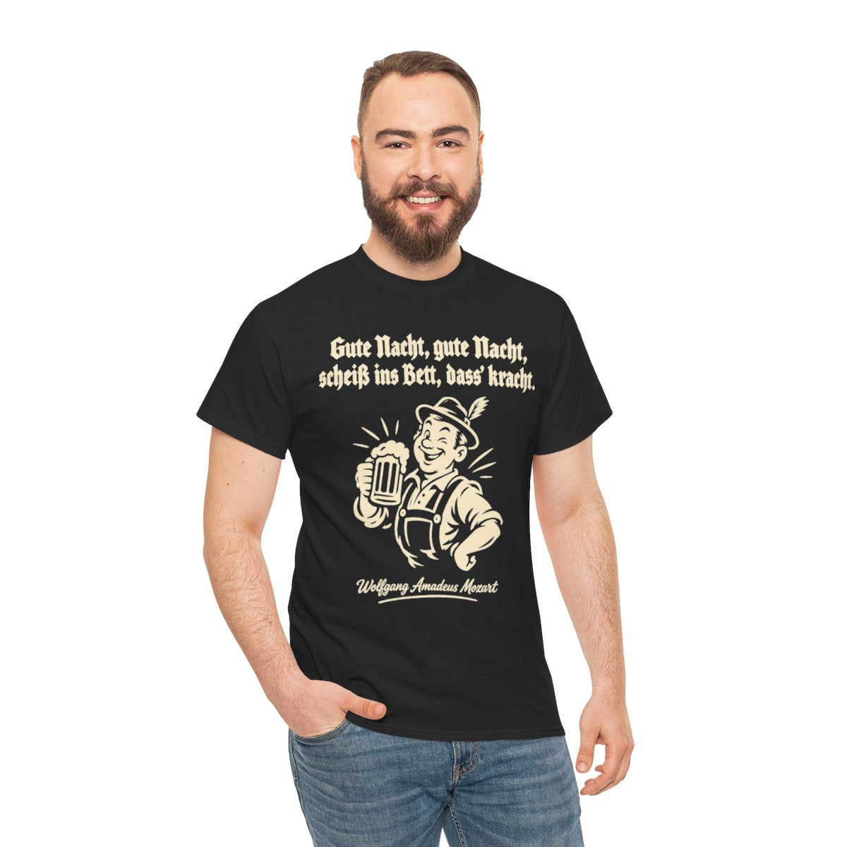 Unisex T-Shirt mit Zitat - Mozart - Gute Nacht, gute Nacht – person-3