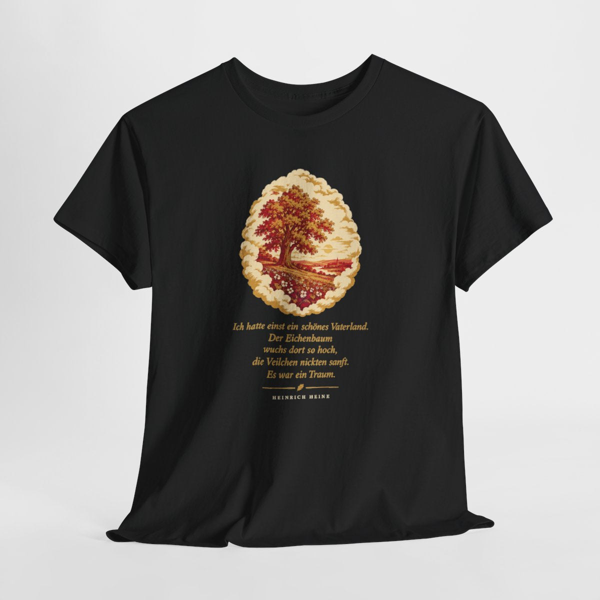 Unisex T-Shirt mit Zitat - Heine - Schönes Vaterland Traum – hanging-1
