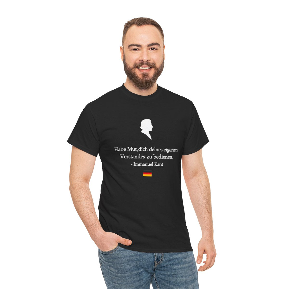 Unisex T-Shirt mit Zitat - Kant - Habe Mut Silhouette – person-3