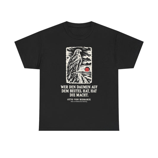 Unisex T-Shirt mit Zitat - Bismarck - Wer den Daumen Holzschnitt – front