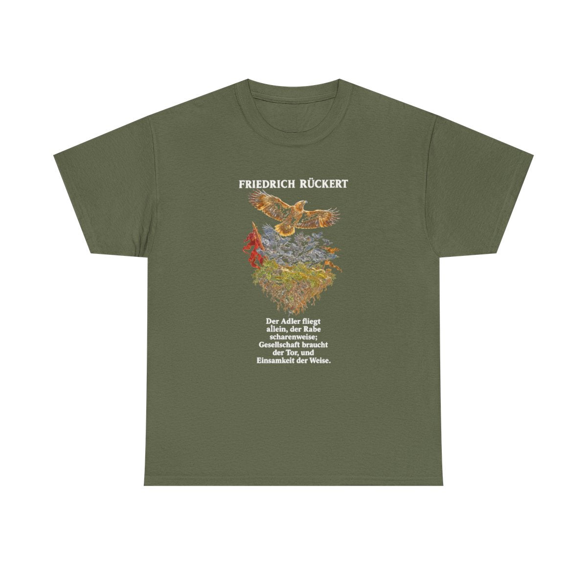 Unisex T-Shirt mit Zitat - Rückert - Der Adler fliegt allein – front