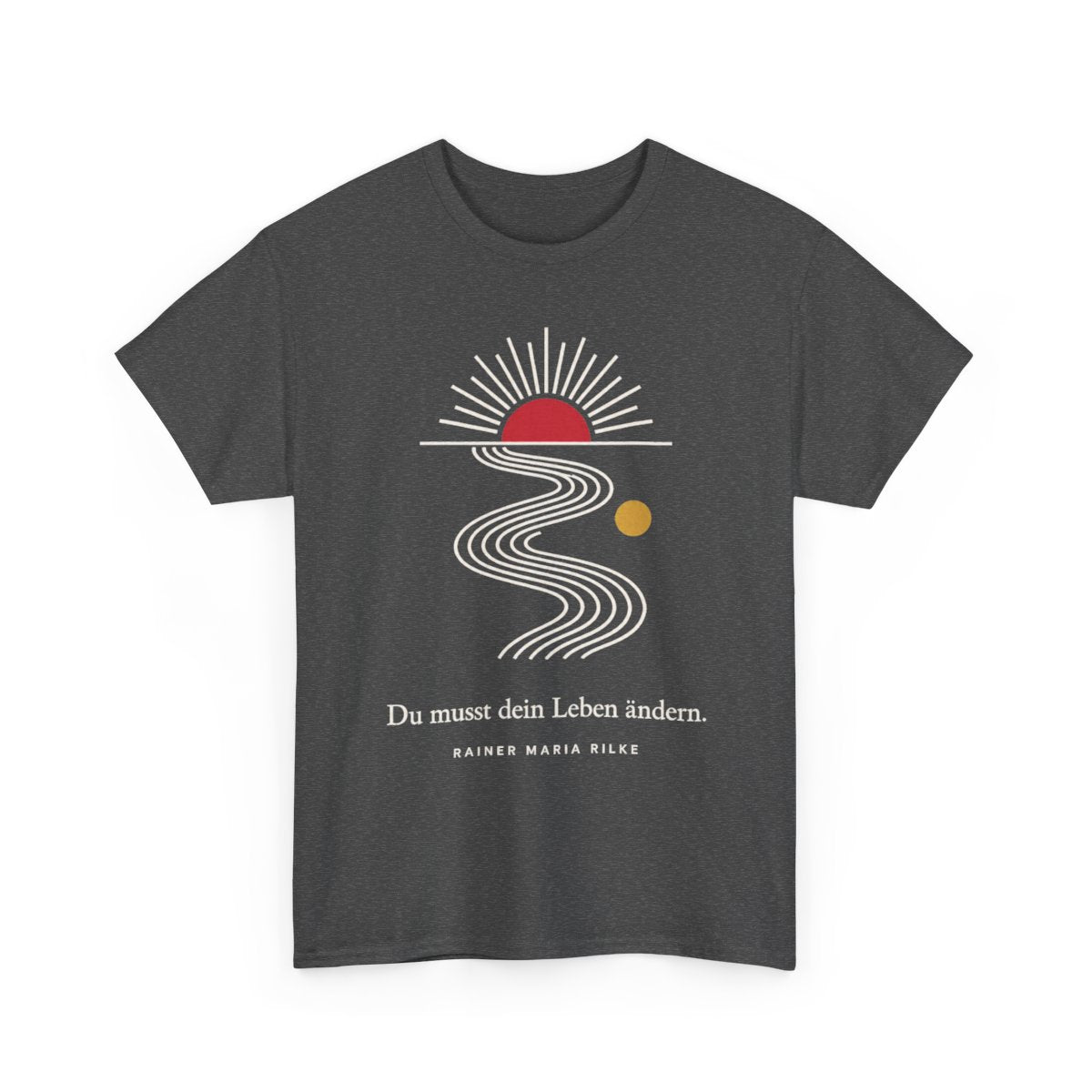 Unisex T-Shirt mit Zitat - Rilke - Du musst dein Leben ändern Linien – front-2