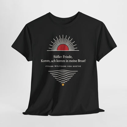 Unisex T-Shirt mit Zitat - Goethe - Süßer Friede Linien – hanging-1