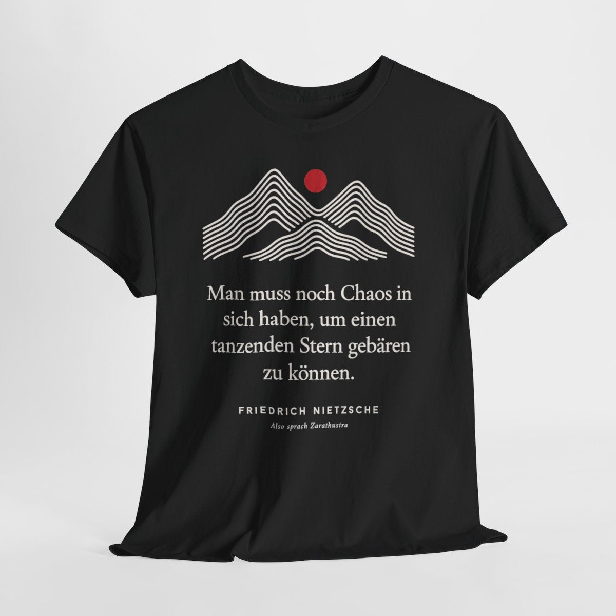 Unisex T-Shirt mit Zitat - Nietzsche - Man muss noch Chaos Linien – hanging-1
