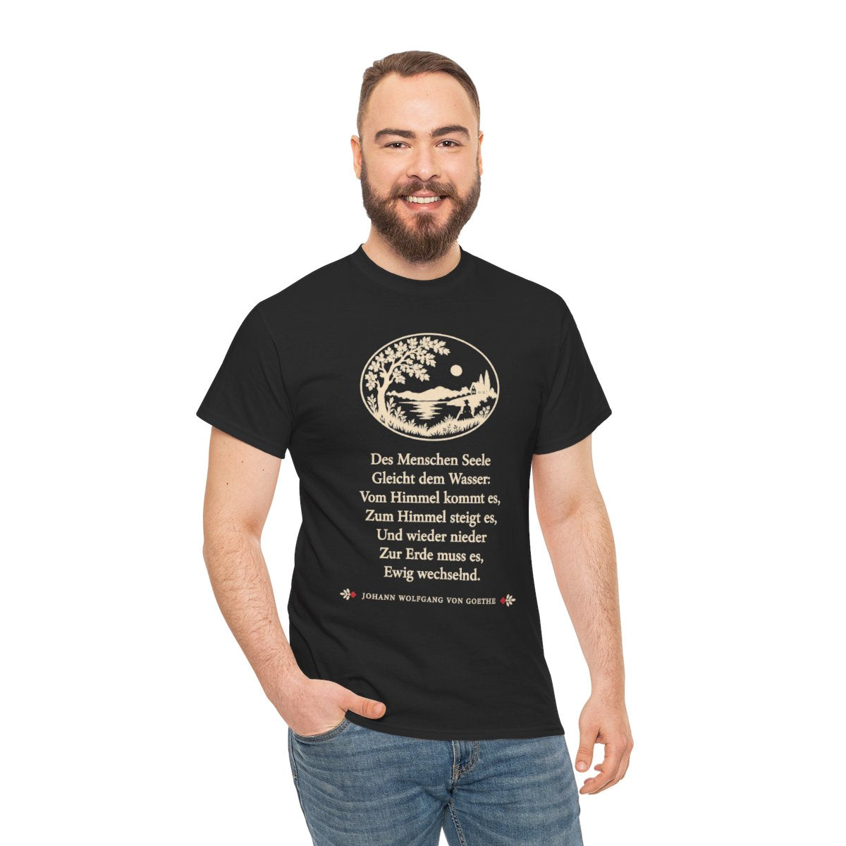 Unisex T-Shirt mit Zitat - Goethe - Des Menschen Seele Scherenschnitt – person-3