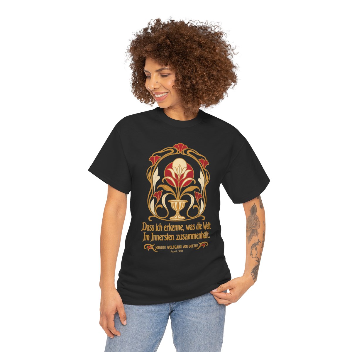 Unisex T-Shirt mit Zitat - Goethe - Dass ich erkenne, was die Welt – person-1